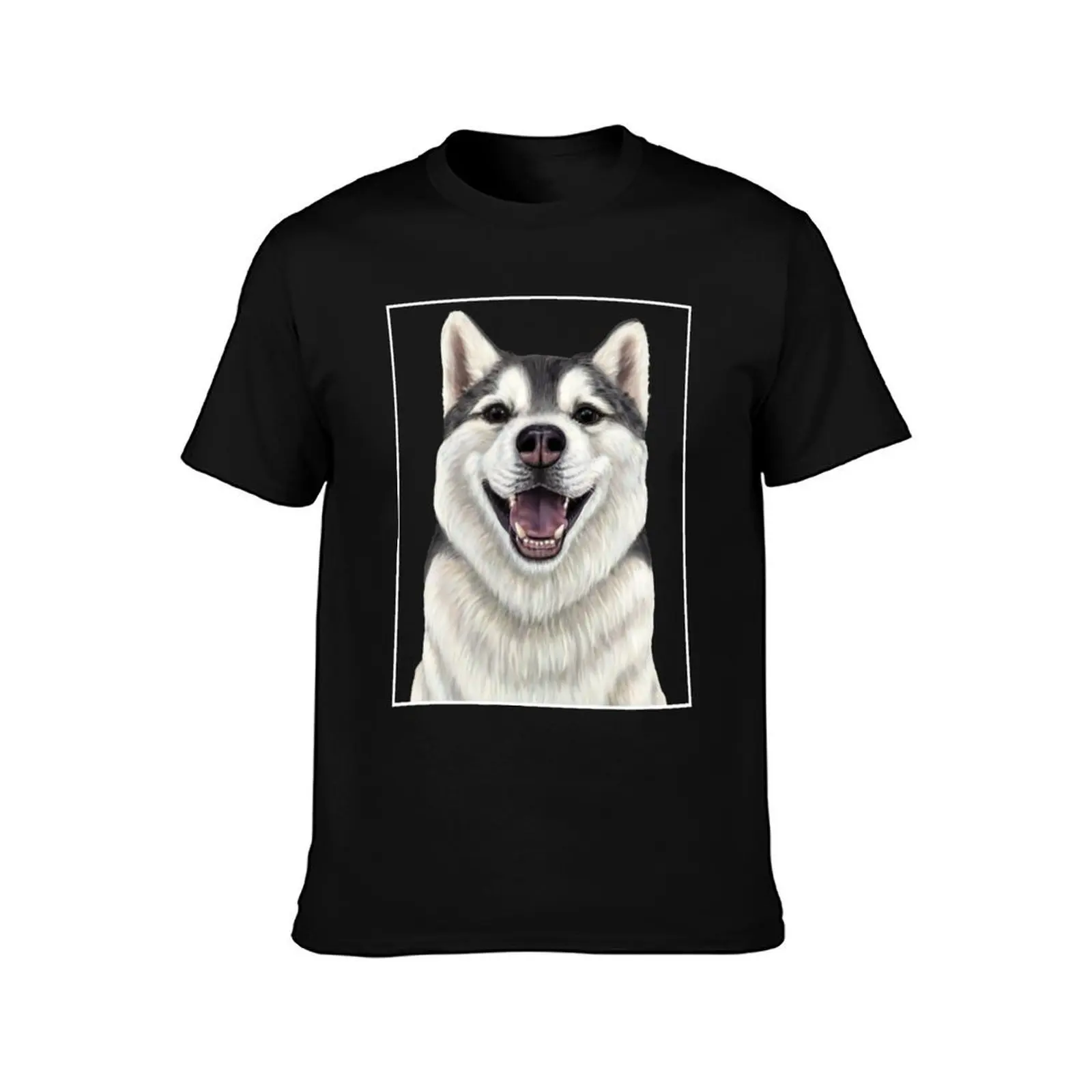 Siberian Husky - Up close dog T-Shirt Casual Work Wear T-Shirt