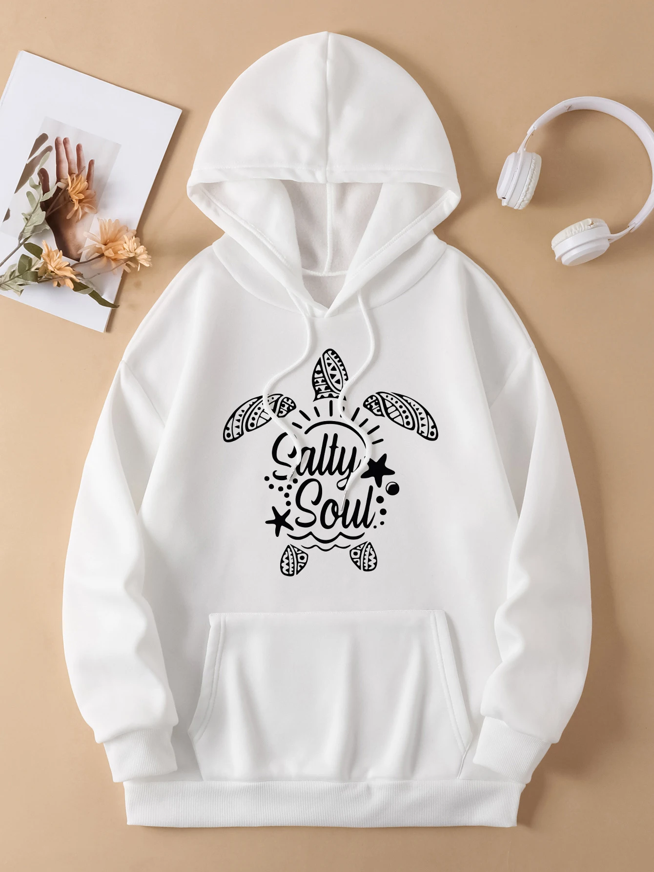 

Salty Soul Turtle Creative Prints Women Hoodies Hip Hop Loose Streetwear All-Match Fleece Hoody Autumn Multicolor Woman Hoodi