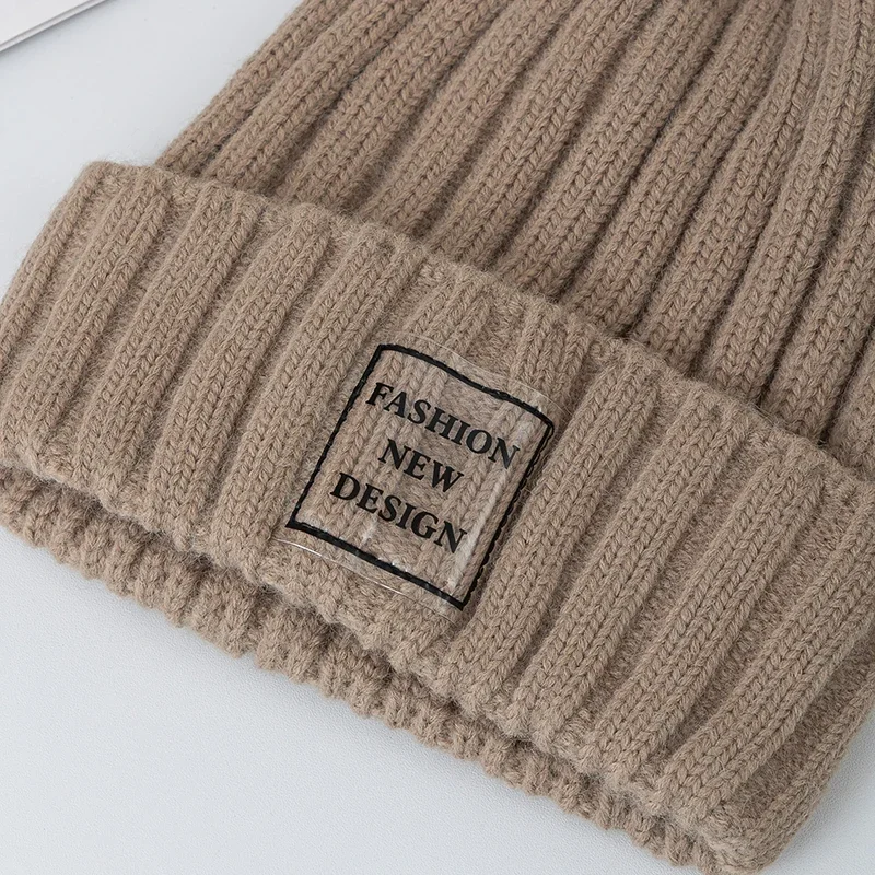 New Women Winter Hats Fashion Warm Kpop Steeetwear Beanie Cap Female Casual Transparent Label Winter Knitted Hats