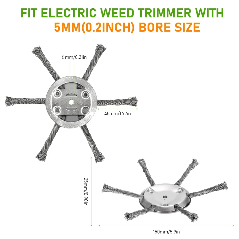 6 Inch Steel Wire Brush Cutter Trimmer Head Weeds Blade Cutter Garden Grass Trimmer Head for Moss Grass Rust Removal