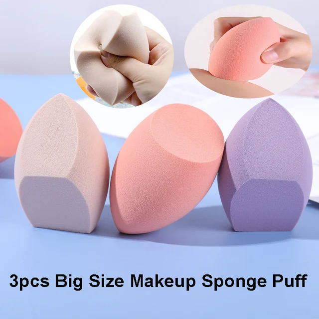 3szt Extra Large Makeup Sponge Puff Dry Wet Dual Use Powder Makeup Sponge Foundation Cosmetic Puff Concealer Sponge Make Up Puff
