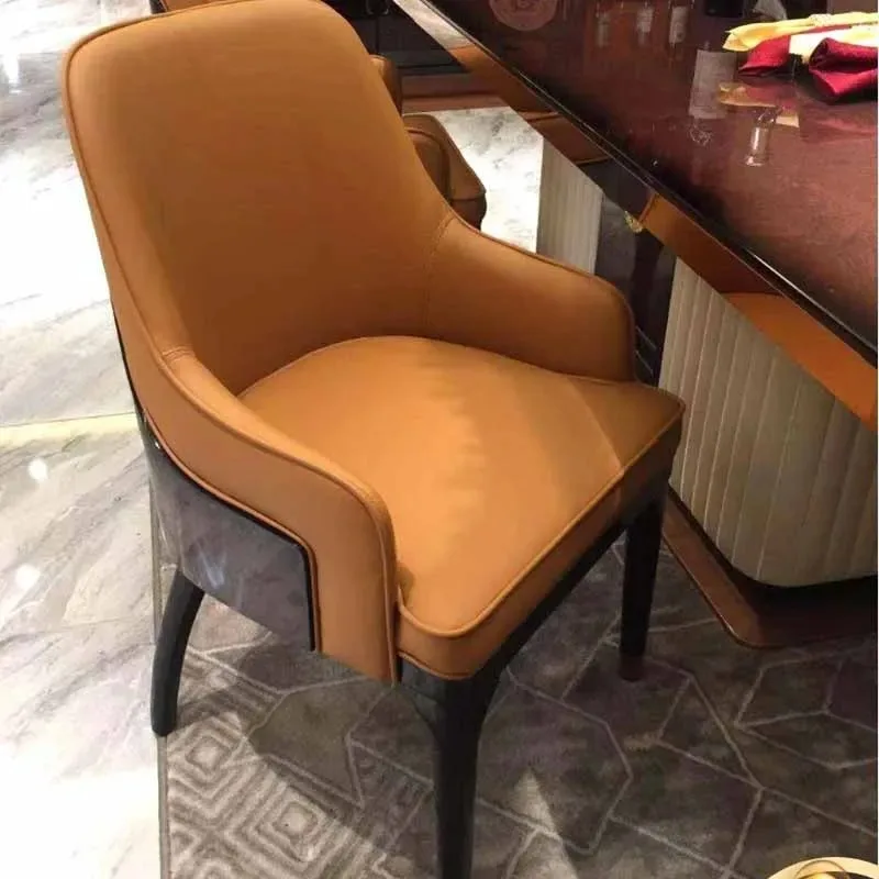 ！@Living Room Armrest Dining Chairs Kitchen Luxury Nordic Modern Chair Ergonomic Wood Balcony High Sillas De Comedor Furniture