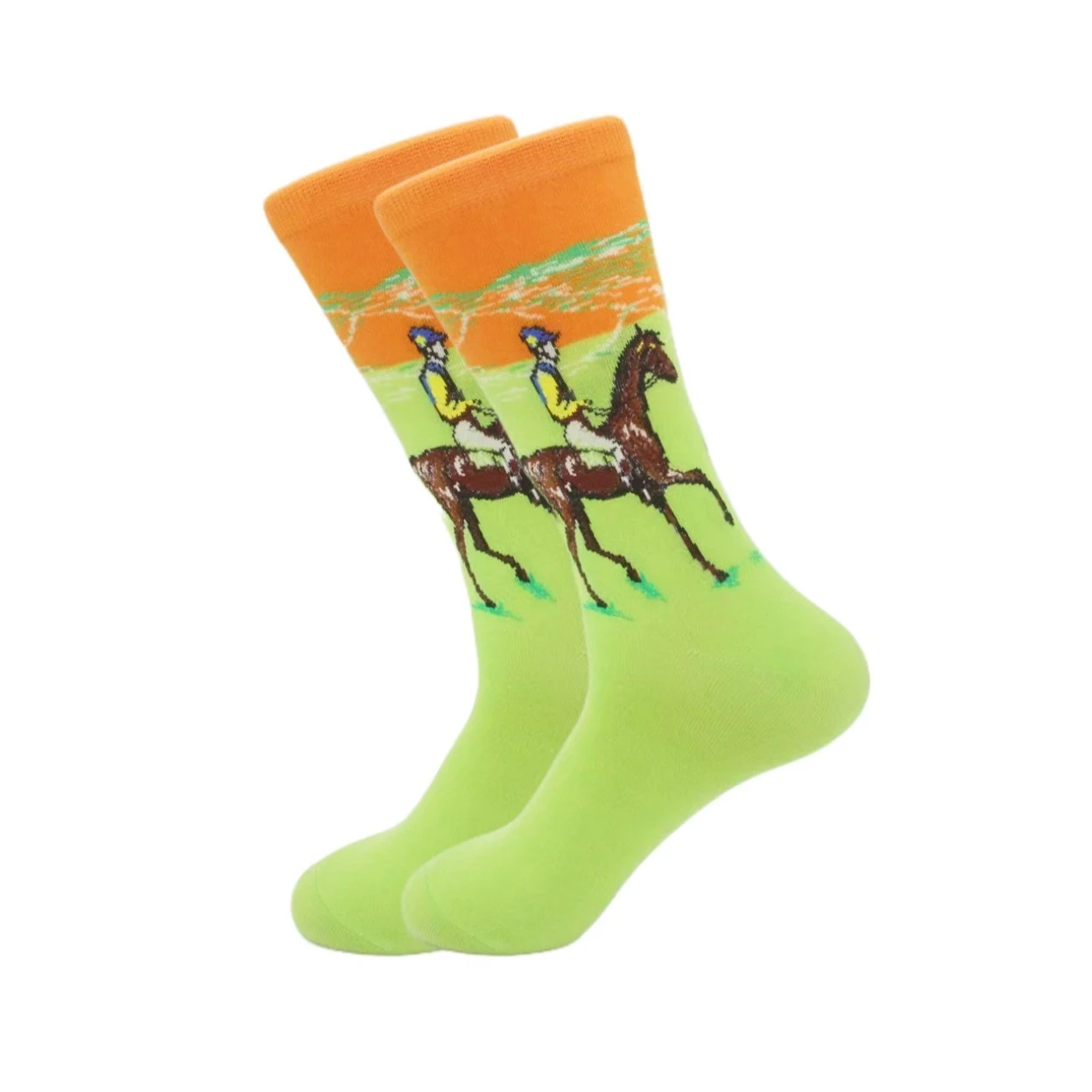 1 pair of European and American trendy socks with personalized street fashion oil painting series socks image 3