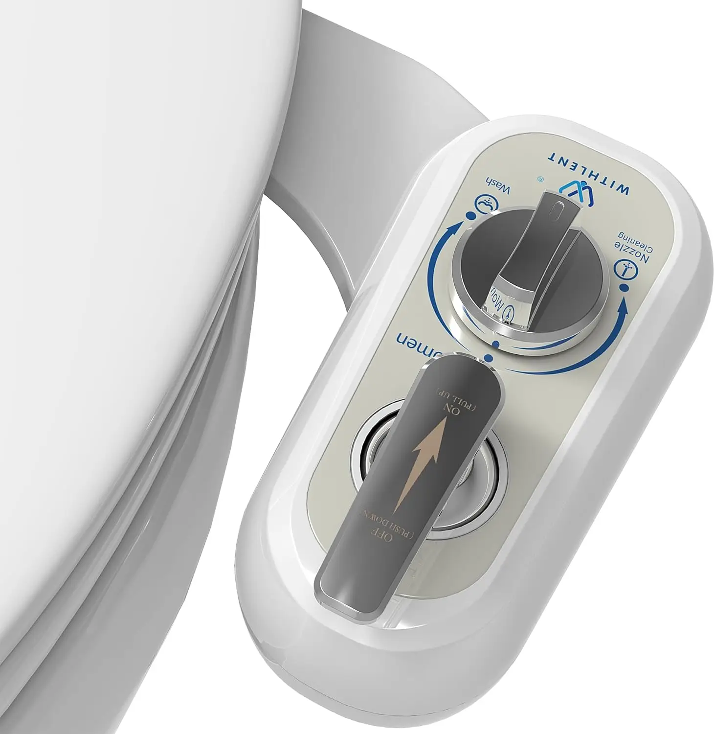 

Left-Handed Bidet Toilet Attachment with Self-Cleaning Panel, Dual Nozzles for Front & Rear Wash, Adjustable Water Pressure