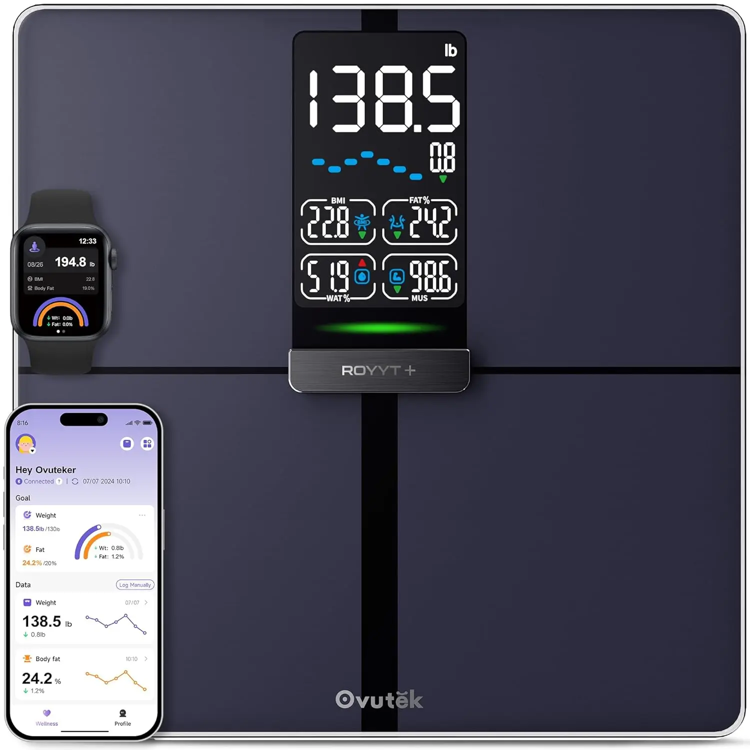 

Smart Scale for Body Weight, BMI, Body Fat, Muscle Mass, Accurate Body Composition, Large Display Sync with Fitness App, 450lb