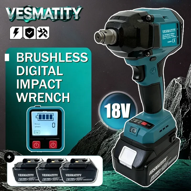Professional grade cordless wrench 400Nm torque with digital display portable tool for automotive and repair for 18V 20V battery