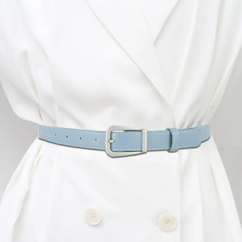 Women Belt Solid Color Pin Buckle Belt Multi Holes Adjustable Length Faux Leather Waistband Jeans Long Pants Belt Женский Пояс