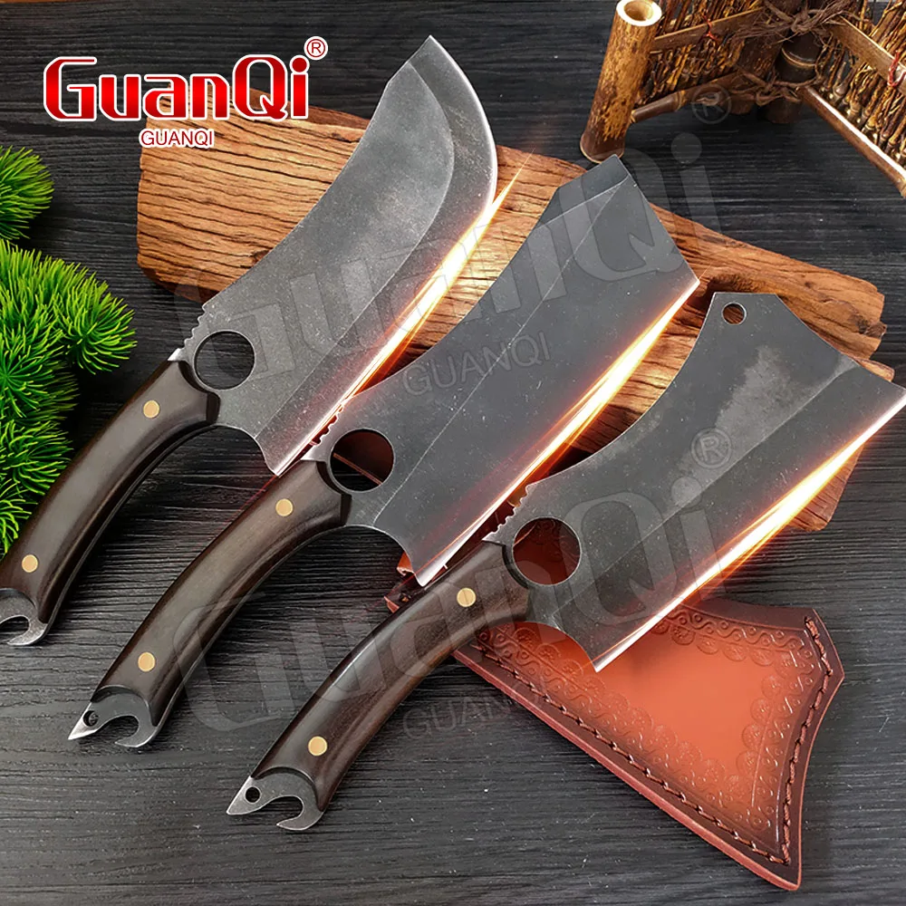 Black Chef Knives Stainless Steel Butcher Knife 5Cr15 Sharp Blade Slicer Meat Chicken Vege Best Chinese Cleaver Cooking Cutlery