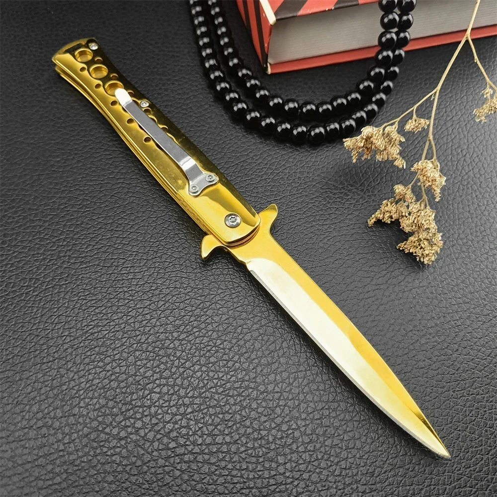 

Outdoor Pocket Folding Knife 440c Blade 420 Steel Handle EDC Tactical Knife Portable Flip Camping Survival Tool