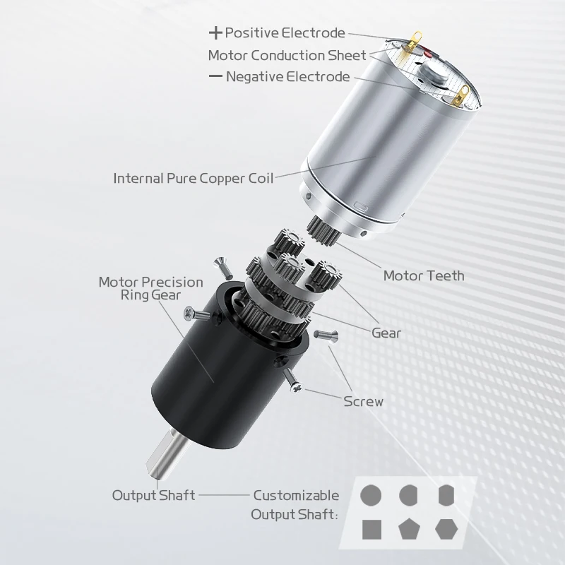 GA24Y-370 소형 유성 기어 감속기 모터, 속도 조절, 전진 및 후진, 17RPM-2125RPM 감속기, 6V, 12V, 24V