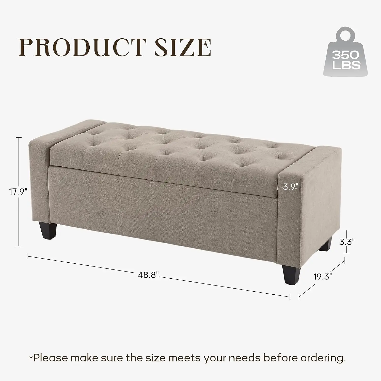 Storage Ottoman Bench 48.8