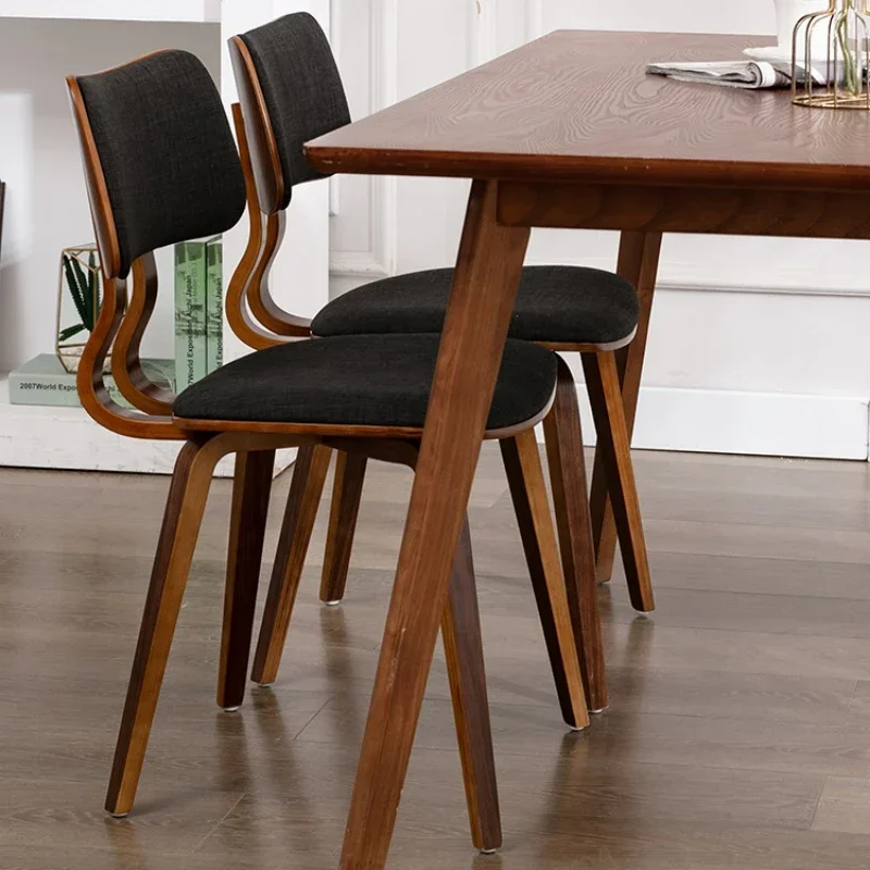 Nordic Style Household Dining Chair In Charcoal Fabric And Walnut Wood Finish CharcoalWalnut Finish In Kitchen Chair