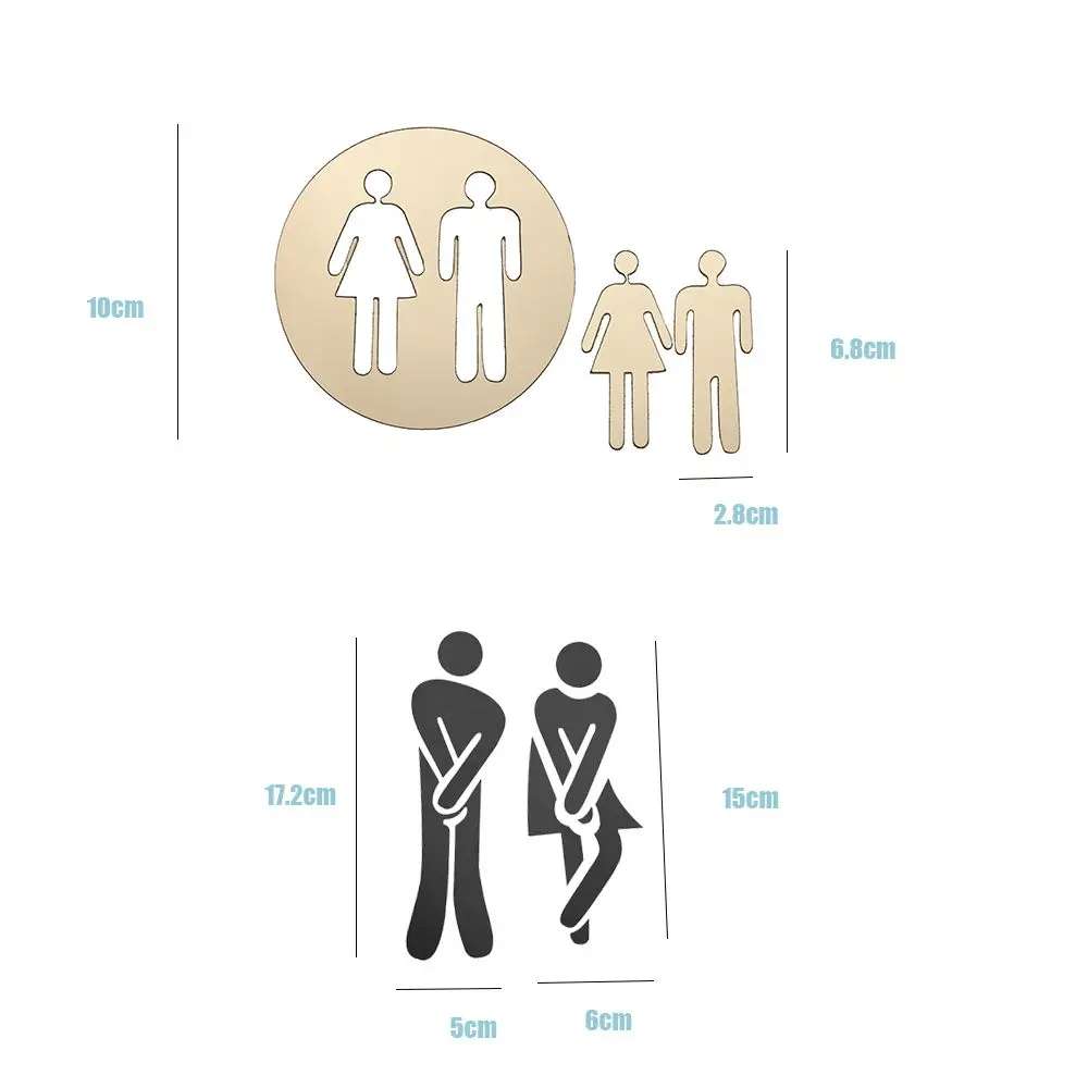 3D WC Decor Bathroom Door Toilette Entrance Woman & Man Mirror Surface Decal Toilet Wall Stickers Washroom Sign Poster