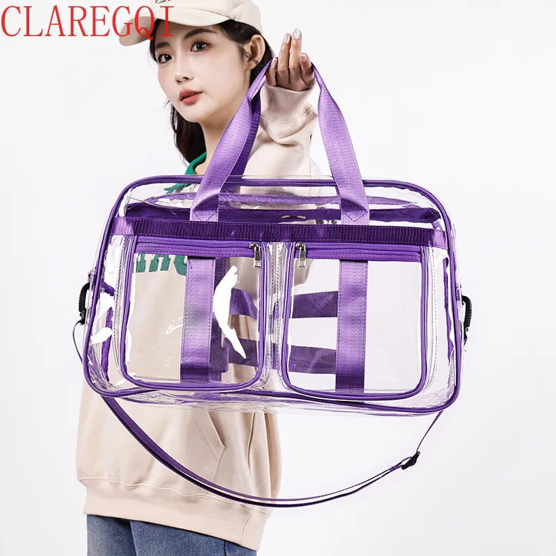 Fashion Personality And Simplicity Clear bag Luggage Bag  Large Capacity Clear Storage Bags Swim Yoga Fitness Small Sports Bag
