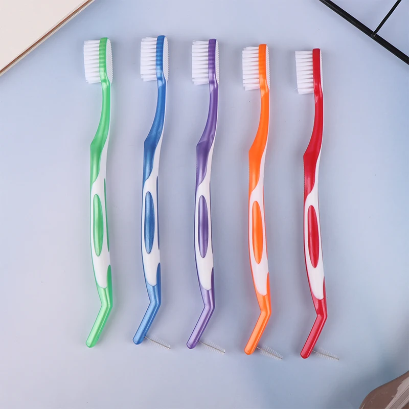 Orthodontic Toothbrushes Double-Ended Interdental Brush V Trim End Tuft Toothbrush For Cleaning Ortho Braces Toothbrush