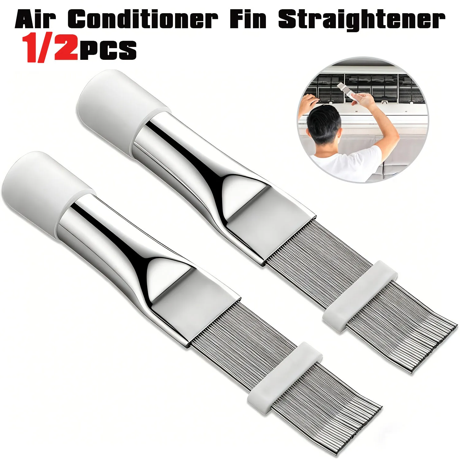 2Pcs Air Conditioner Fin Straightener Coil Cleaner Brush Maintenance Tool for AC Refrigerator Condenser Evaporator Radiator Fins