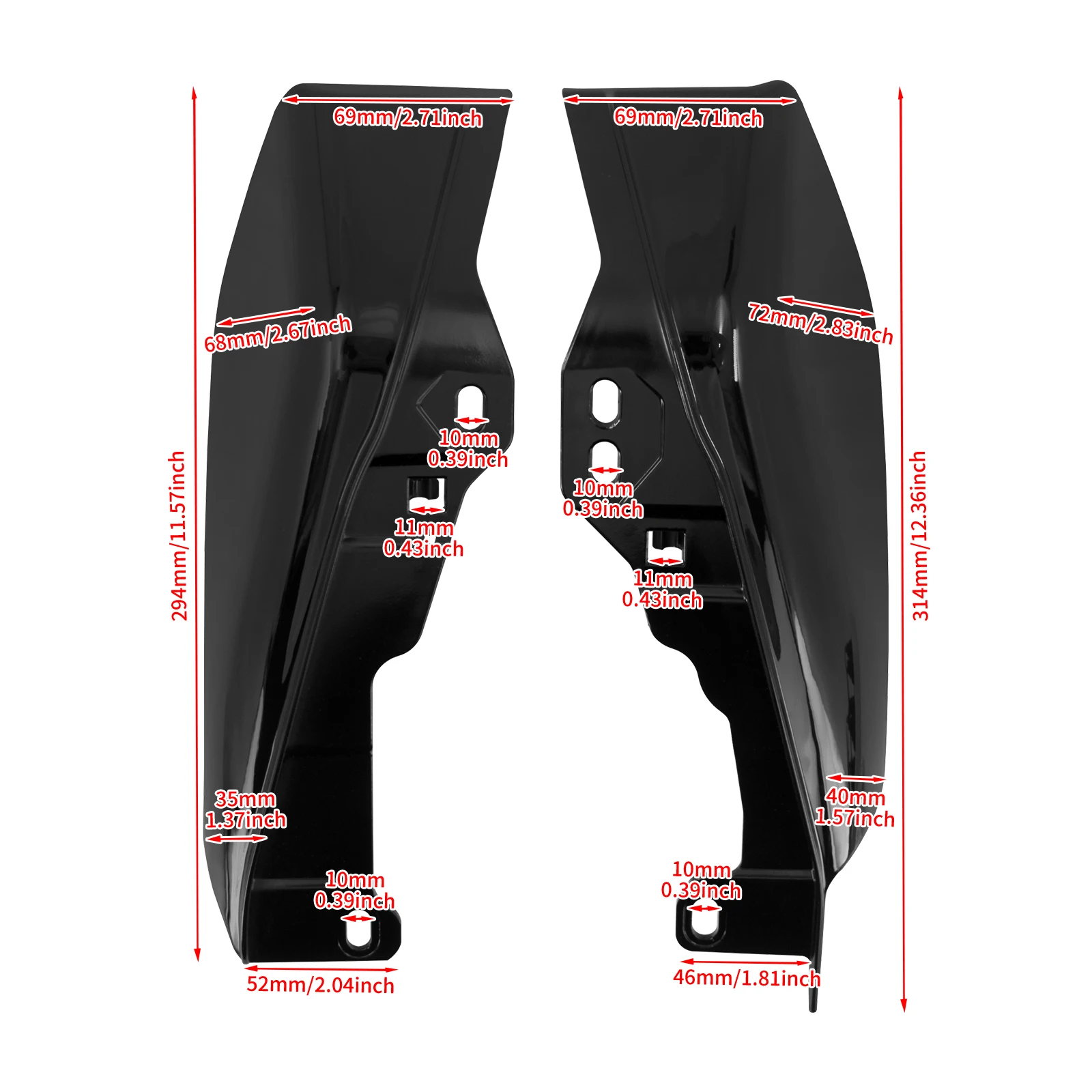 Motorcycle Mid-Frame Air Deflector Left Right Heat Shield Gloss Black For Harley Touring Electra Glide Road King Trike 2017-2022