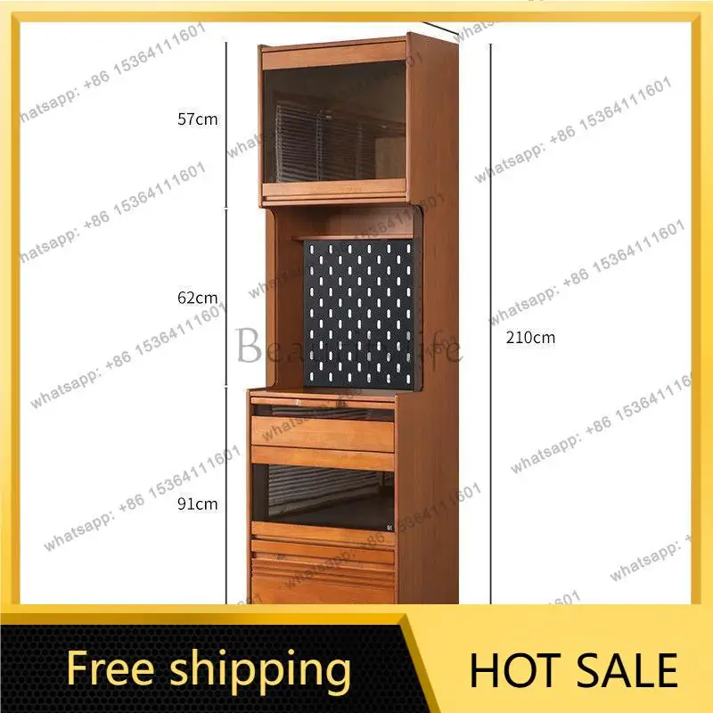 LS tenon and mortise solid wood dining side cabinet medium antique belt rock slab multi-functional storage living room storage
