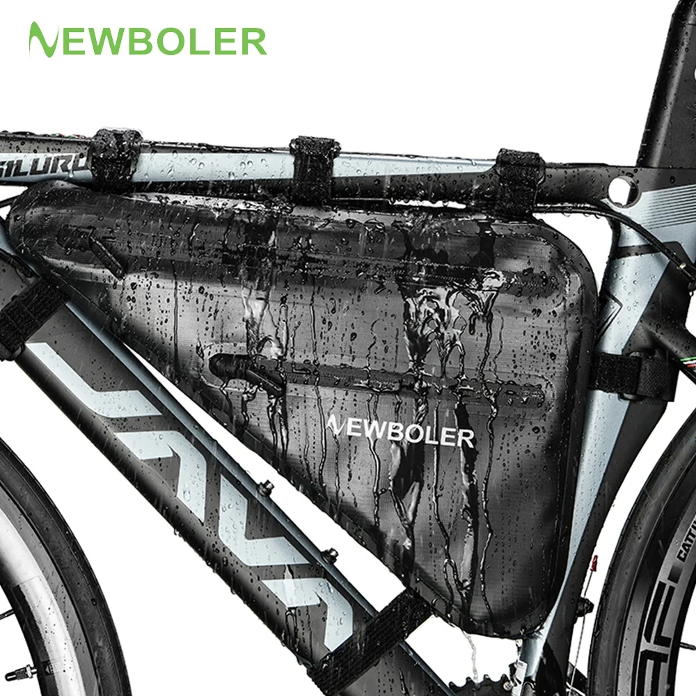NEWBOLER sac de vélo étanche à la pluie grande capacité vtt vélo de route cadre sac Triangle pochette étanche sac de calfeutrage sacoche accessoires
