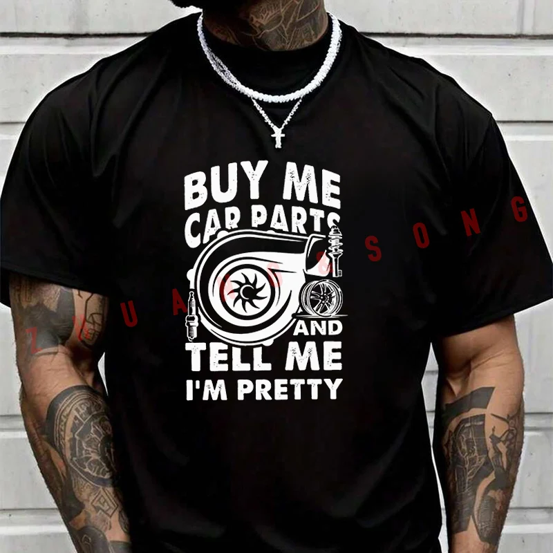 

Мужская и женская летняя футболка с забавным принтом автозапчастей, свободная повседневная базовая футболка с коротким рукавом, унисекс, круглый вырез, топы