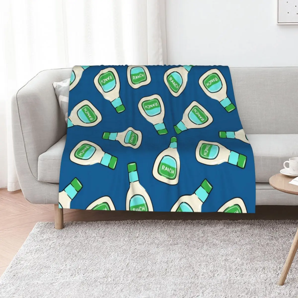 Ranch - salad dressing bottle (blue) Throw Blanket Camping bed plaid Thin Sleeping Bag funny gift Decoratives Blankets