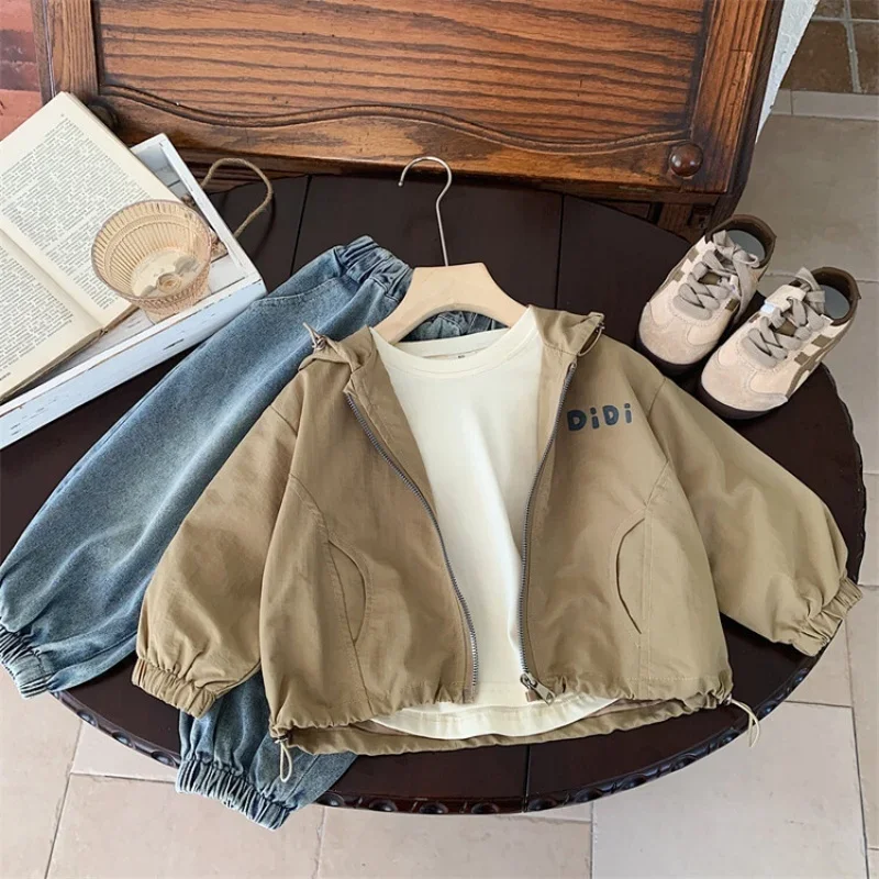 2025 الربيع والخريف الفتيان سترة رسالة موضة سترة واقية سستة الأولاد معطف هدية عيد ميلاد 1-8 سنوات ملابس الأطفال الجديدة #5