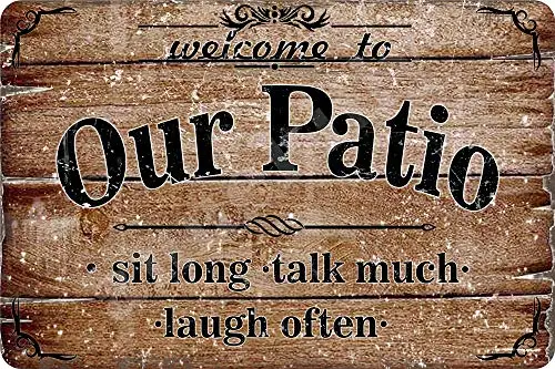 Patio Sign Vintage Metal Sign Welcome to Our Potio Outdoor Wall Decor Signs Patio Signs 12x8inch