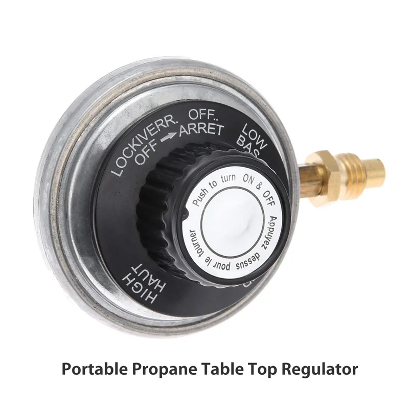

A96I-Пропановый газовый гриль, регулирующий клапан, настольный регулятор, регулирующий клапан для пропанового газового гриля + насадка M12, струйная и внутренняя резьба 1–20 дюймов