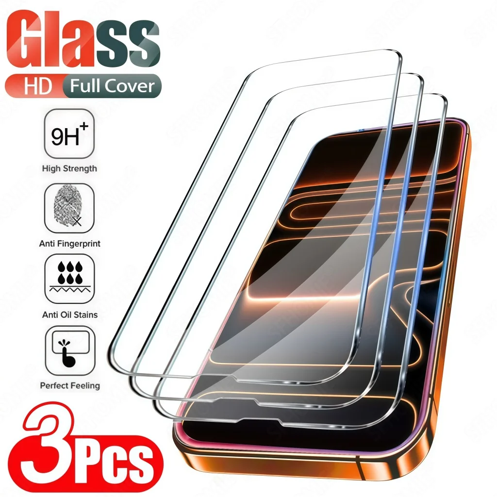 3 Stücke HD Gehärtetes Glas Displayschutzfolie Für iPhone 11 12 13 14 15 16 17 Pro Max 14 15 16 Plus 17 Luftglas Schutzfolie