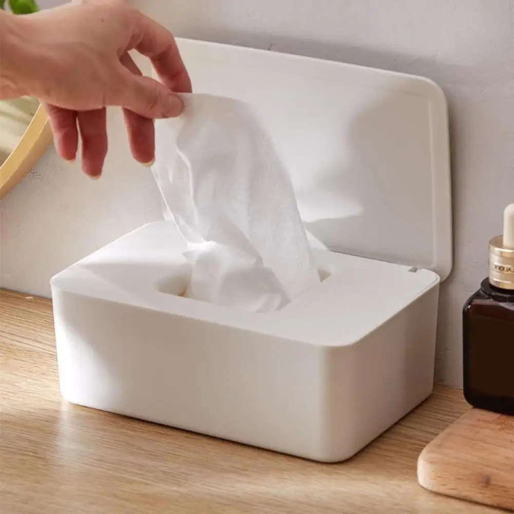 Neue Kunststoff-Taschentuchbox, Feuchttuchhalter, Abdeckung für Feuchttücher, Papier-Taschentuch-Aufbewahrungsbox, Papiertuchspender, Servietten-Organizer für Zuhause – Detail 8