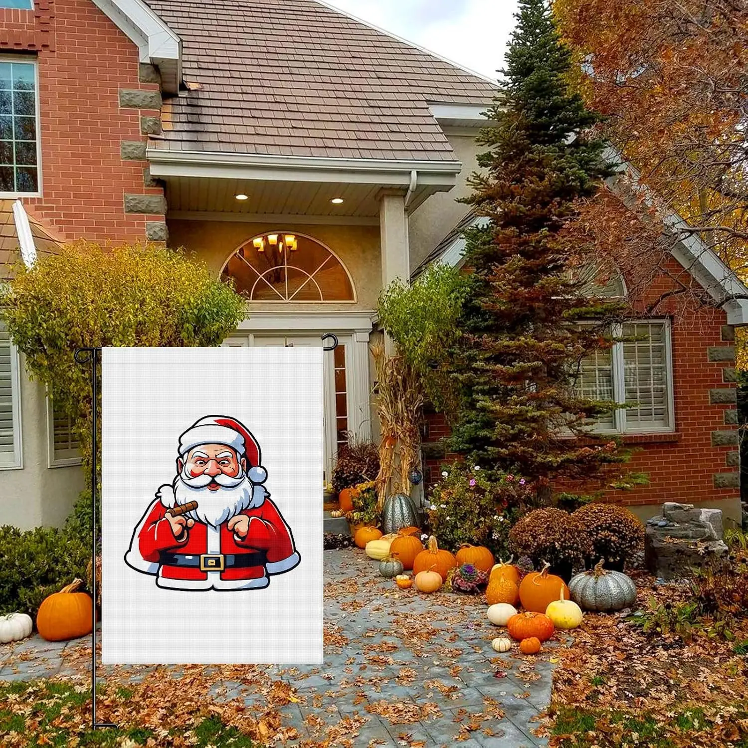 Christmas Versatile Garden Flags for Outdoor Decoration for Porch Patio Outdoor House Double-Side Cartoon Style Stylish Santa Cl