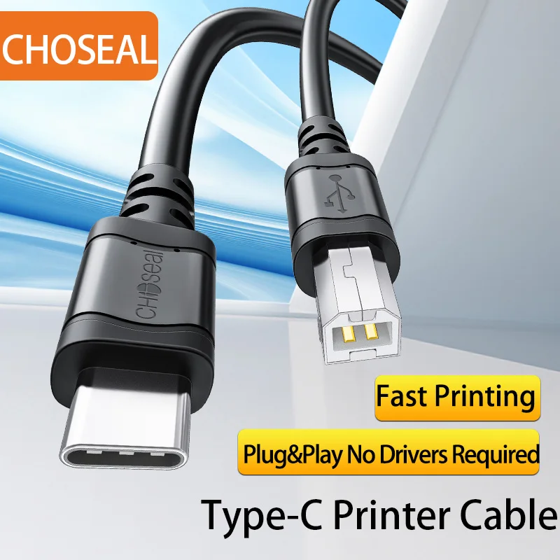 كابل طابعة Choseal USB B إلى USB C كابل طابعة USB C لأجهزة MacBook Pro/Air لـ HP Canon Dell Epson LexmarkXerox