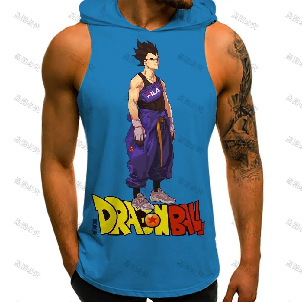 Vest With Hood Bodybuilding Streetwear Dragon Ball Z Goku New Man Sleeveless Shirt Essentials Y2k Clothes Oversized Gym Trend