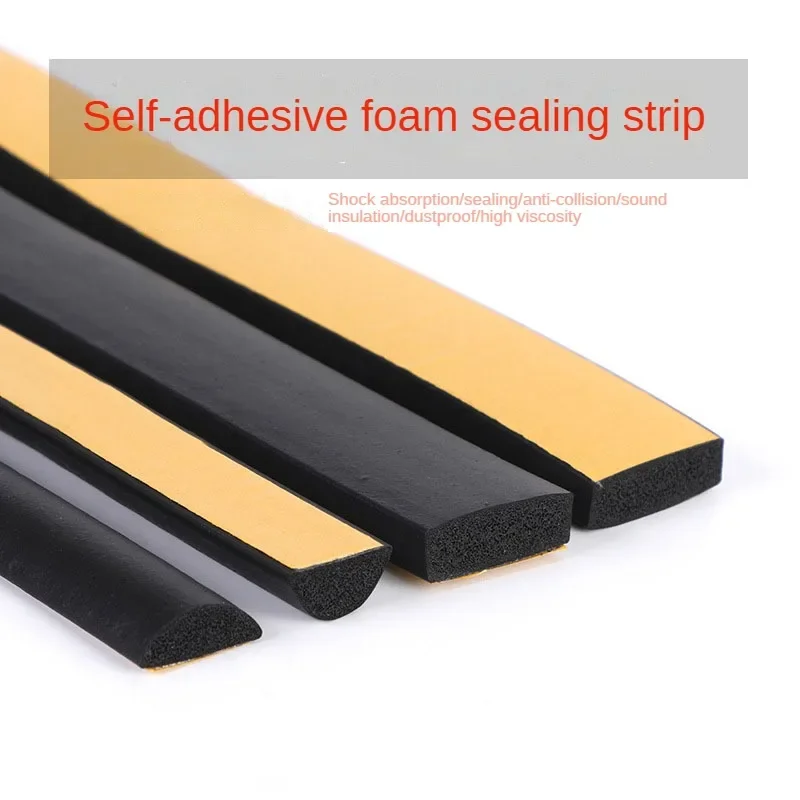 Rubber Self Adhesive Sponge Seal Strip EVA Black Foam Strong Single-sided Adhesive Soundproof Anti-collision Seal Gasket