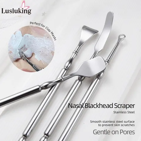 Stainless Steel Blackhead Remover Tweezers Pimple Tool with Pore Cleansing Edge for Nose Face Gentle Acne Extractor Easy-Clean