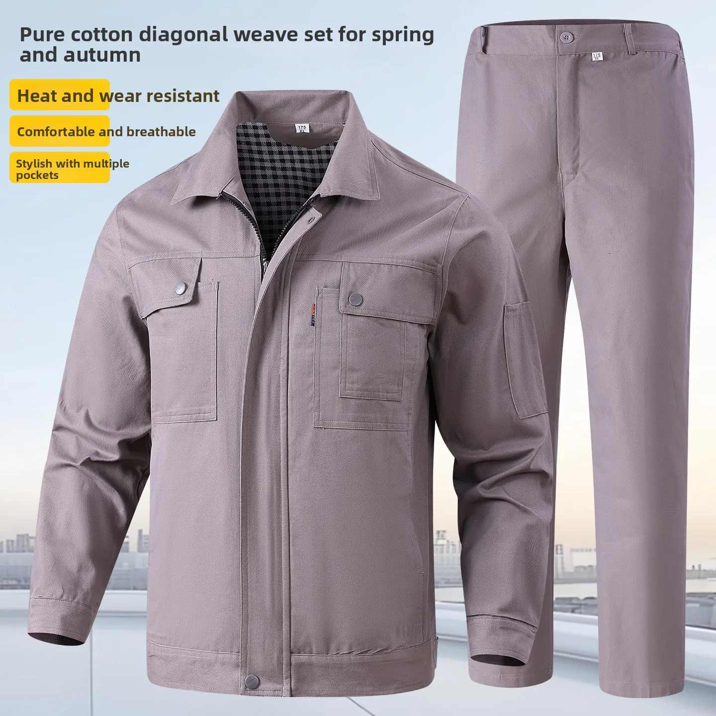 

Thiened Pure Cotton Work orm Set Men's Spring Autumn Welding Flame Retardant Wear Resistant Labor Protection Suit