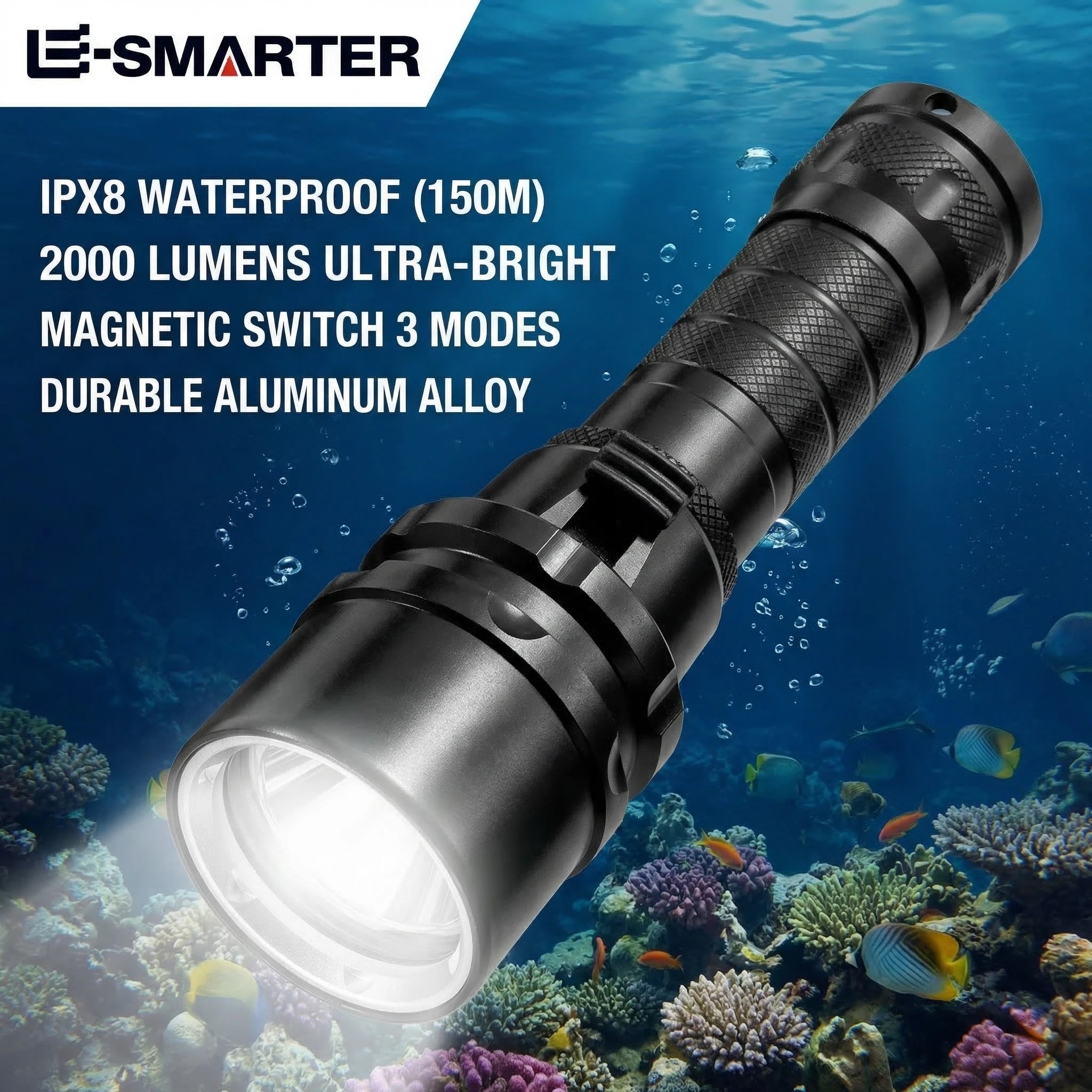

Super Bright T6/L2 Professional Underwater Torch Powerful LED Diving Flashlight IP68 Waterproof Rating Lamp Using 18650 Battery