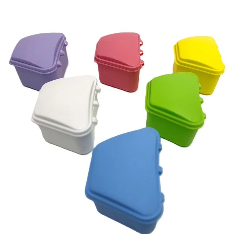 Ladder Shape Plastic Denture Bath Box Case Dental False Teeth Appliance Container Trapezium Denture Storage Boxes