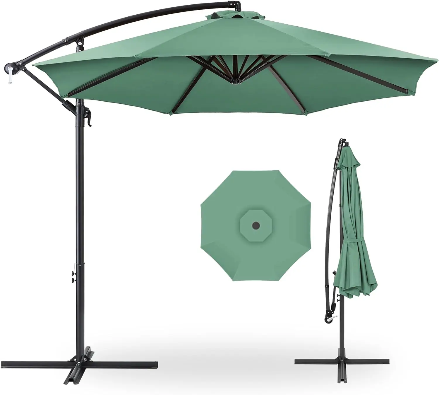 

Offset Hanging Market Patio Umbrella w/Easy Tilt Adjustment, Polyester Shade, 8 Ribs for Backyard, Poolside, Lawn and Garden