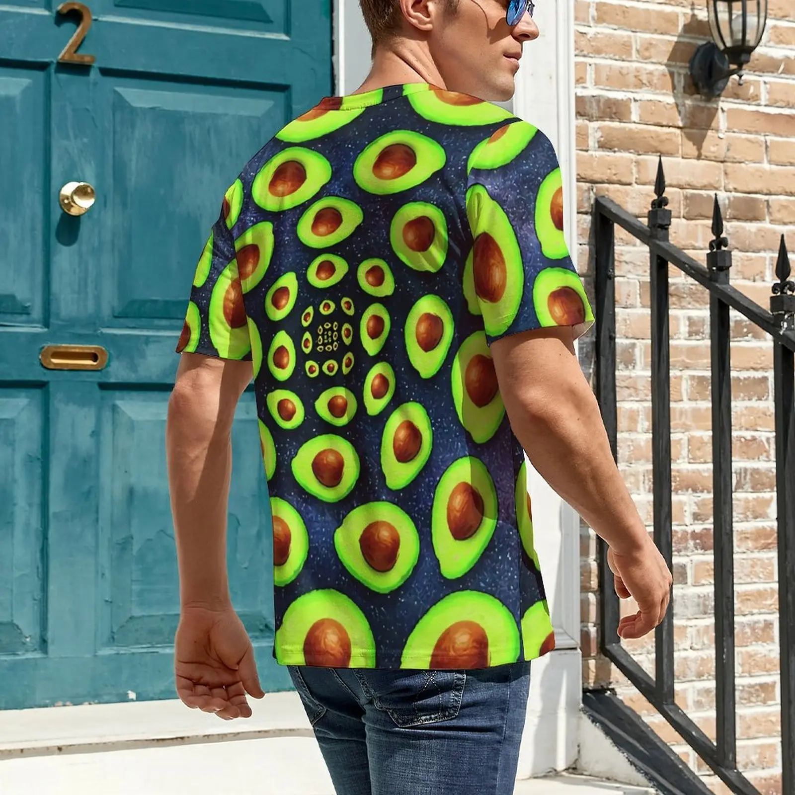 Men Avocado Spiral T Shirt Green Fruit Print Hippie T Shirts Short-Sleeve Custom Tshirt Hot Sale Classic Big Size Clothing