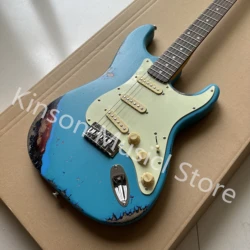 Relic Blue Color  Electric Guitar ,Rosewood fingerboard ,Alder Body,High Quality Guitarra