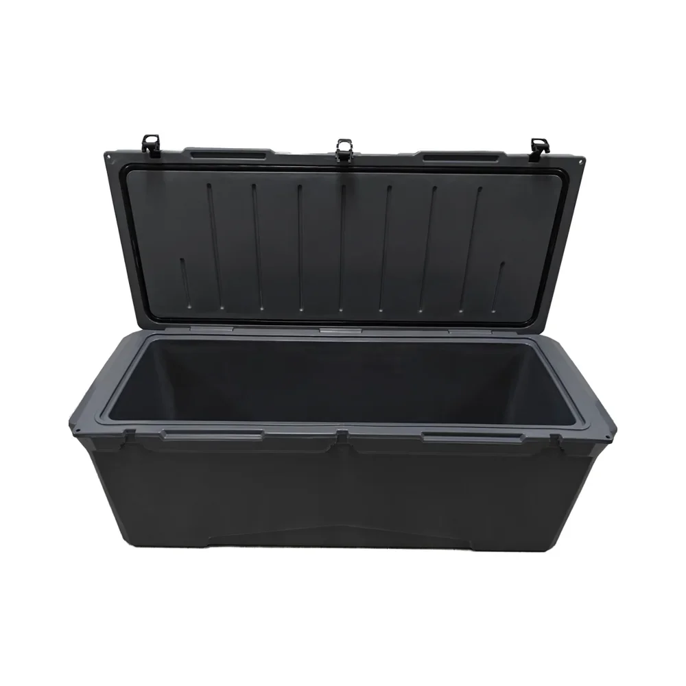 240QT Rotomolded Fishing Hunting Cooler Box with Drain Plug Wheels Handles Ice Chest for Seafood Storage & Transportation