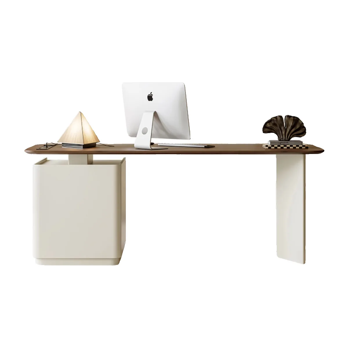 #French high-end solid wood desk retro style home living room study desk walnut veneer paint computer desk
