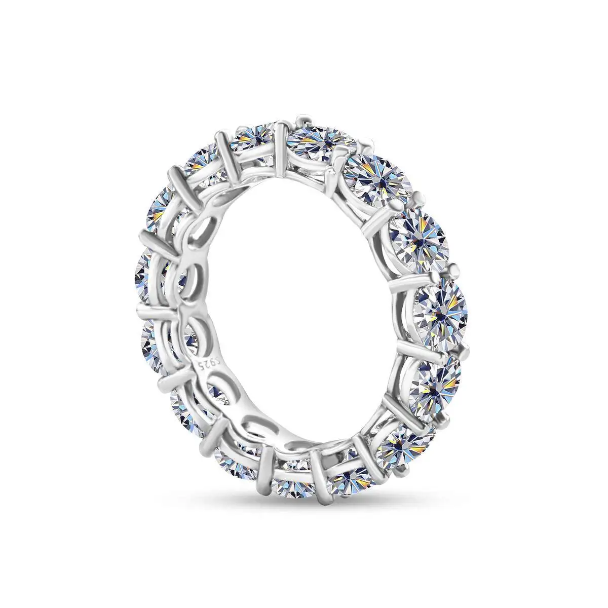 5mm 7ct bunter Moissan ite Ring versilbert mit Weißgold Ehering Ewigkeit sband Verlobung ringe für Frauen – Detail 8