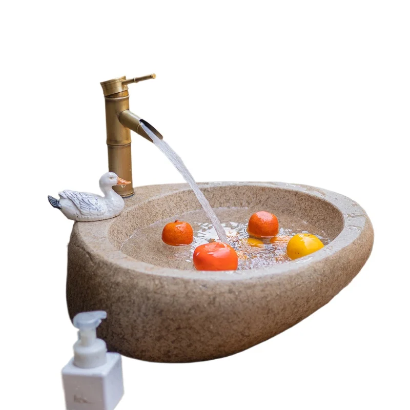 

Имитация камня, уличная раковина для двора, садовый балкон, умывальник, ретро гальковая настольная раковина