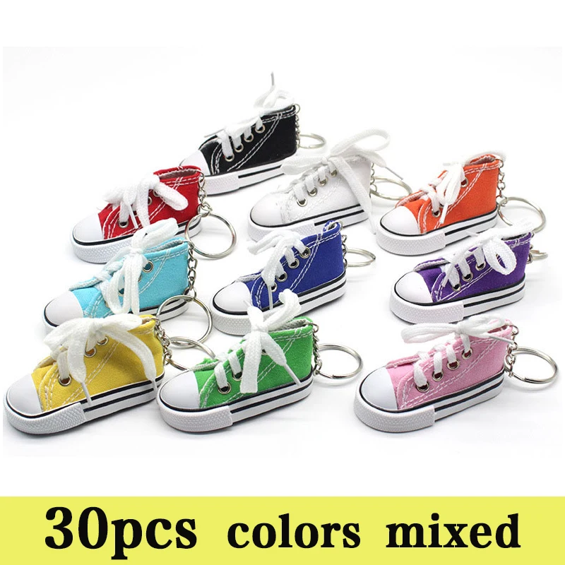 30pcs Motorcycle Bike Kickstand Enlarger Canvas Sneaker Tennis Shoe Keychain Sports Shoes Keyring Funny Gifts