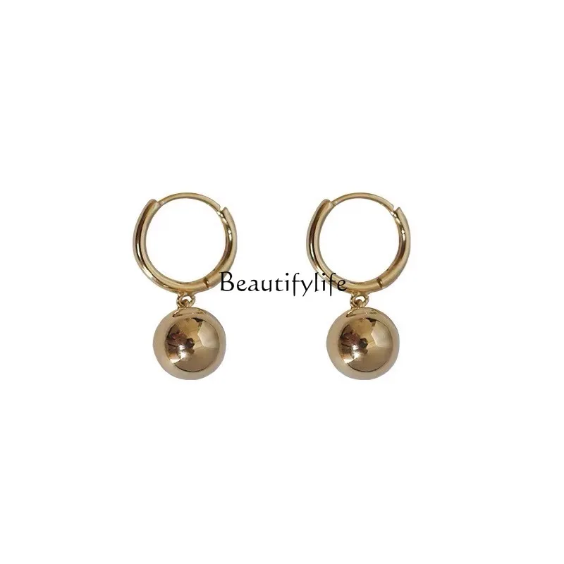 

Simple French small round beads cold wind light luxury fashion temperament foreign style earrings