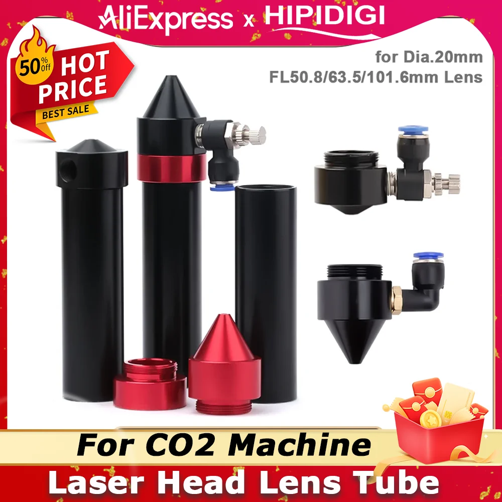 

Головка лазера CO2, линза, внешний диаметр трубки 25 мм, воздушное сопло для головки лазерной резки лазера CO2 с линзой диаметром 20 FL 38,1/50,8/63,5/101,6 мм