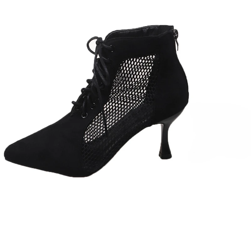 2025 جديد فرك الجلود بألواح شبكة الدانتيل متابعة الجبهة الخلفية زيبر خنجر كعب Shorthole الأحذية موضة أحذية التبريد تنفس #1