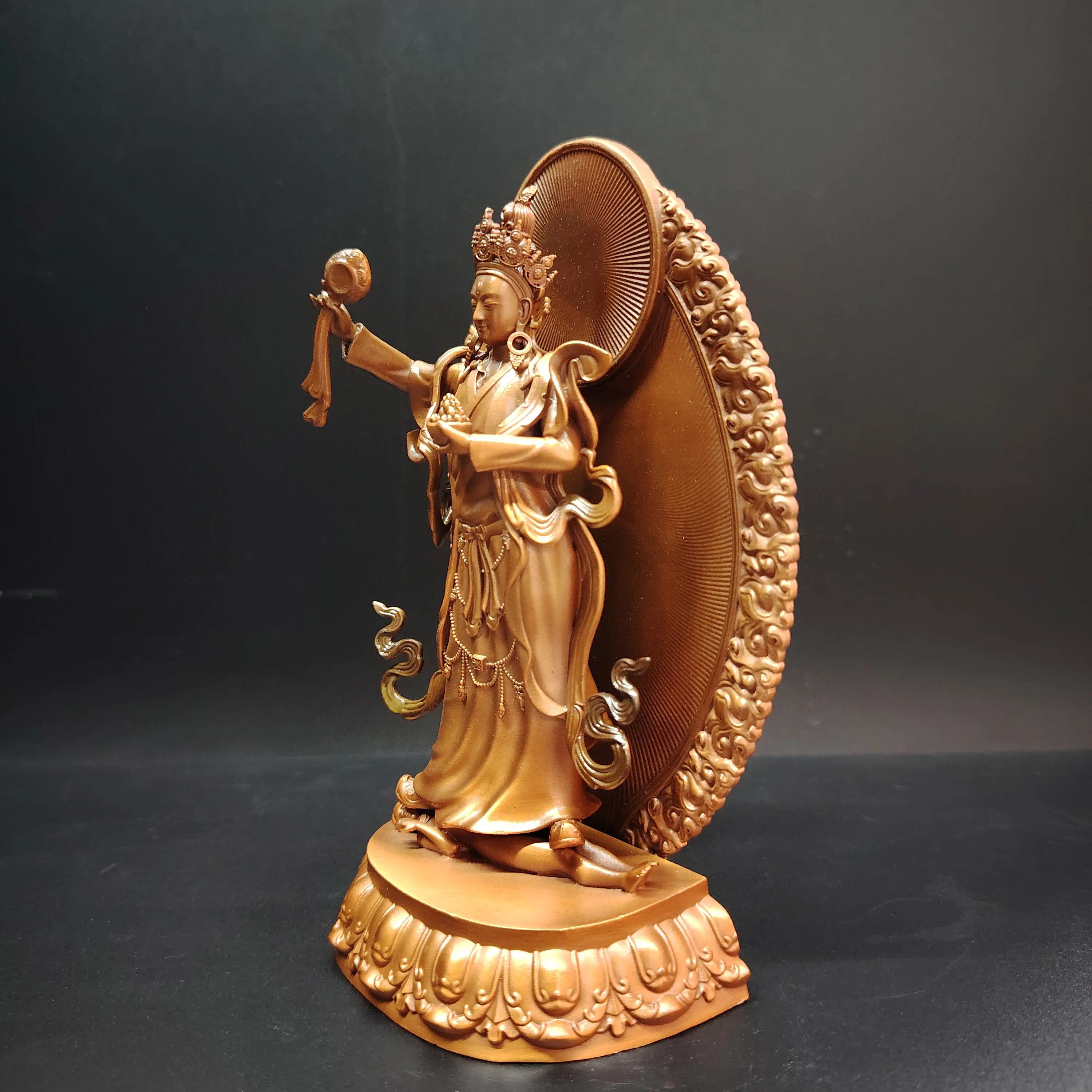 Tibetan Ethnic Fine Antique Copper Achi Chokyi Drolma Protector Statue 15cm Altar Blessing